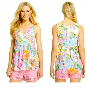Lilly Pulitzer For Target Nosey Posie Floral Zipper Back Tank Top Sz M